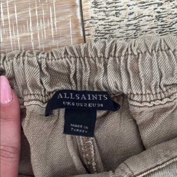 All Saints Tan Cargo Pants with Elastic Cuffs - Picture 2 of 3